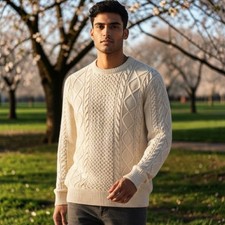 Polo Ralph Lauren Classic Aran Knit Fisherman 100 Cotton Sweater Men's XXL