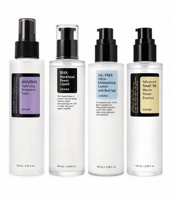 COSRX Skincare Set 4-Piece AHA BHA Toner Snail Mucin Moisturizer 400mL