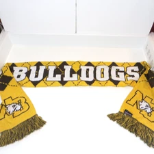 North Bend Bulldogs Scarf Ruffneck Brown Gold Acrylic Knit Football Soccer