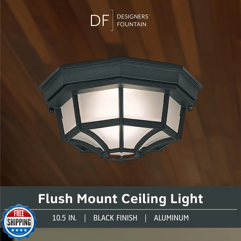 Designers Fountain 2067-BK Constructor Fundido Exterior Montaje Al Ras Luz de Techo, 10 Foto 2 de 4