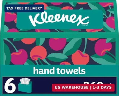 Kleenex Disposable Paper Hand Towels, 6 Boxes, 60 Tissues per Box (360 Total Tis