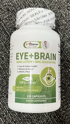 Alliwise Lutein Eye+Brain- Vision Health, Focus-Premium 2 In 1 Supplement 120 Ct