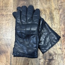 Women  s Vintage Aris Black Leather Fur Lined Gloves Size 7 1/2