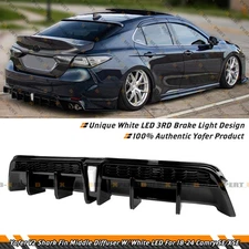 For 18-2024 Camry Yofer V2 Gloss Black Rear Bumper Middle Diffuser W/ White LED