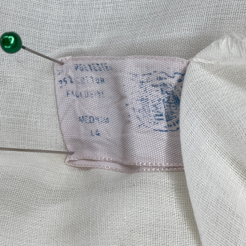 IRIS LINGERIE Nightgown M Embroidered Floral Sheer Lace Trim Shirred White VTG - Picture 16 of 21