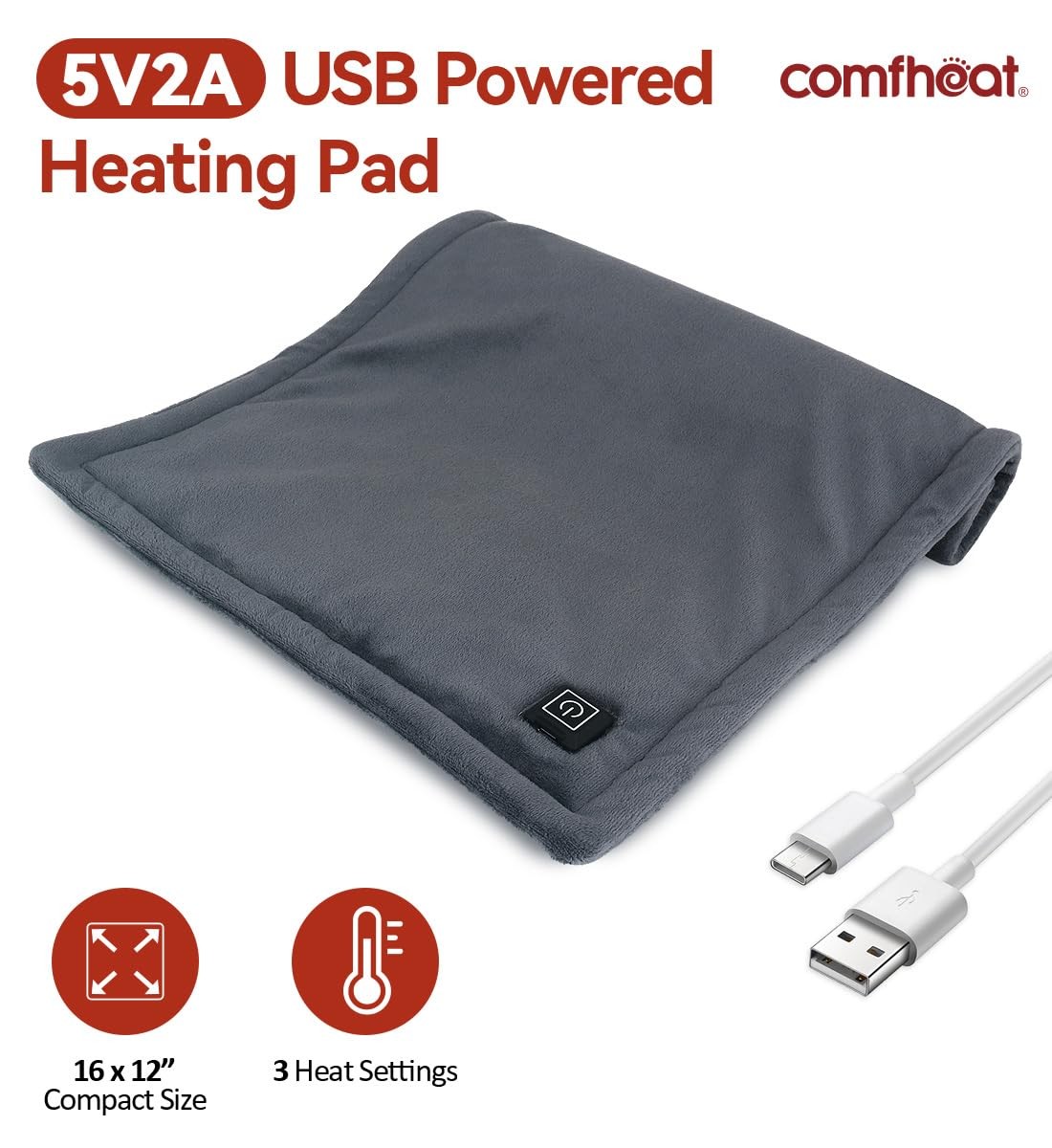 USB Heating Pad 5V Heated Travel Blanket Pads for Car Airplane FSA HSA Elig