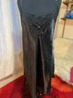 Vtg 90’s Intimate Pleasures Glossy Shiny Satin Slip Dress Nightie Lace Black 2X