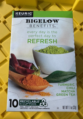 NIB Bigelow Tea Benefits, Refresh Turmeric Chili Matcha Green Tea Tea  10 K-Cups