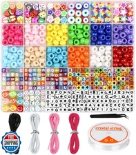Dowsabel Bracelet Making Kit, Beads for Bracelets Making Pony, Kandi, Polymer