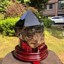 11.85LB Natural Smoky Quartz Crystal Mineral Specimen Reiki Healing+Stand