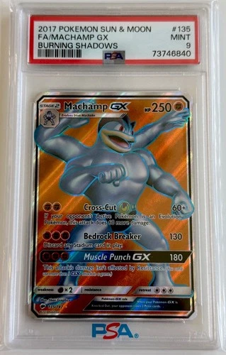 Pokémon Machamp GX Holo Full Art Ultra Rare Card Burning Shadows 135/147 PSA 9