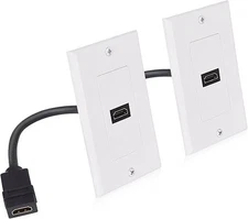 Cable Matters 2-Pack 1-Port HDMI Wall Plate in White (4K UHD, ARC