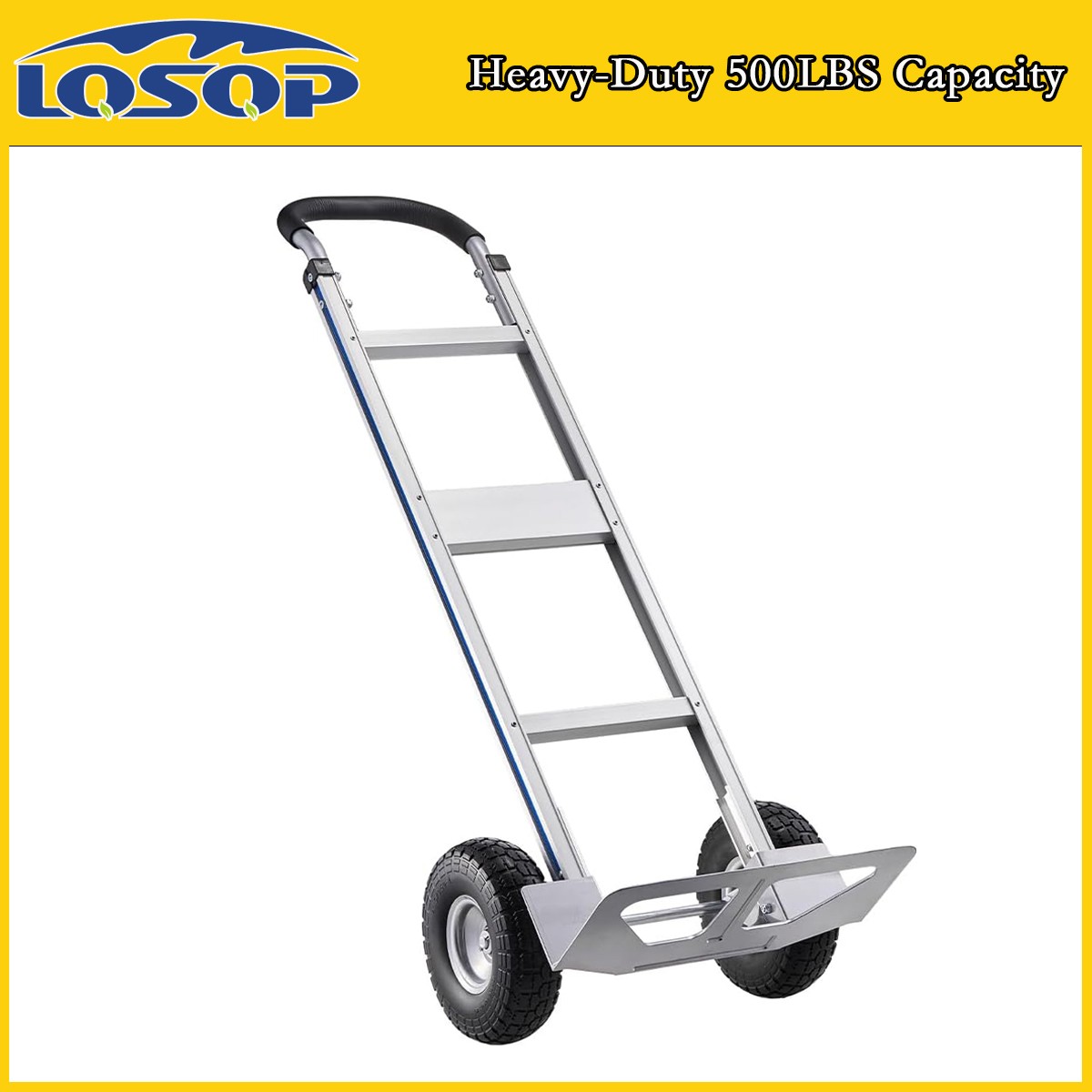 Aluminum Hand Truck, Heavy-Duty Dolly with Non-Slip Wheels & Handle, 500 LBS