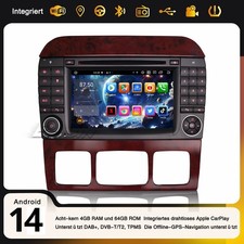 8-Kern 7" Android 14 Autoradio GPS Mercedes S/CL Klasse W220 W215 CarPlay 4G DVD