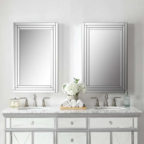 UTTERMOST 8027 B ALANNA STEPPED BEVEL FRAMELESS MODERN VANITY MIRROR WALL DECOR - Picture 2 of 5