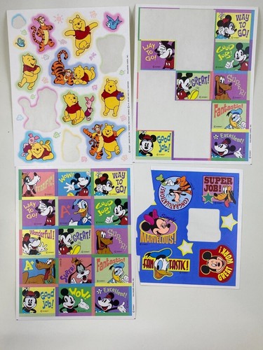Hallmark Disney Sticker Lot Of 4 Sheets Mickey Mouse Donald Duck Pooh Goofy