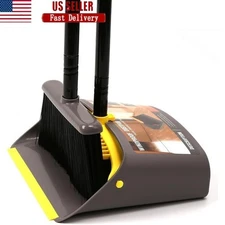 Adjustable Broom & Dustpan Set Stand Up Cleaning Tools Long Handle Heavy Duty US