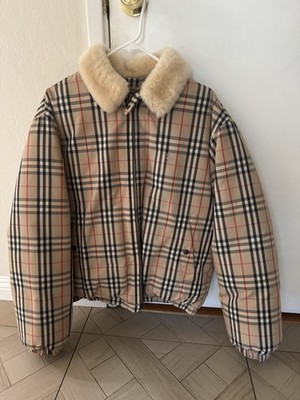 Burberry Supreme Men's Beige Plaid Bomber Jacket Full Zip Size M