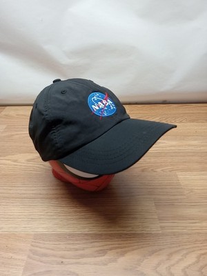 NASA Hat Ball Cap One Size Strap Back Black  Space Travel Logo Hook & Loop Fastn