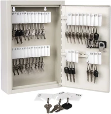 Key Storage Lock Box with Code, Locking Key Cabinet, 40 Key Holder Wall Mount wi