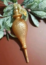 Frontgate Glass Finial Christmas Ornament Gold Embellished Holiday Christmas 