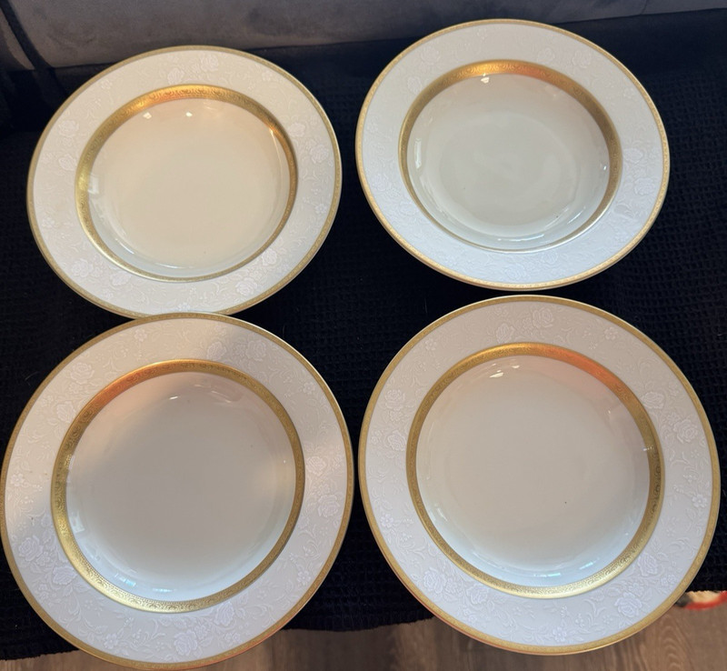 Set of 4 Mikasa Antique Lace Soup Bowls L5531 8.5" X 1.5" Deep Classic Elegance
