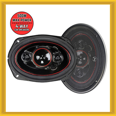 Audiopipe 6x9'' 500W Power 4-Way Car Speakers Injection Cone with Rubber Surround
