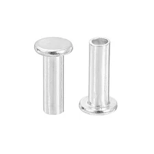 200Pcs 3mm x 9mm Aluminum Flat Head Semi Tubular Rivets Silver Tone