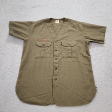 Vintage Boy Scouts Of America Shirt Mens Medium Green Uniform No Collar 70s 80s