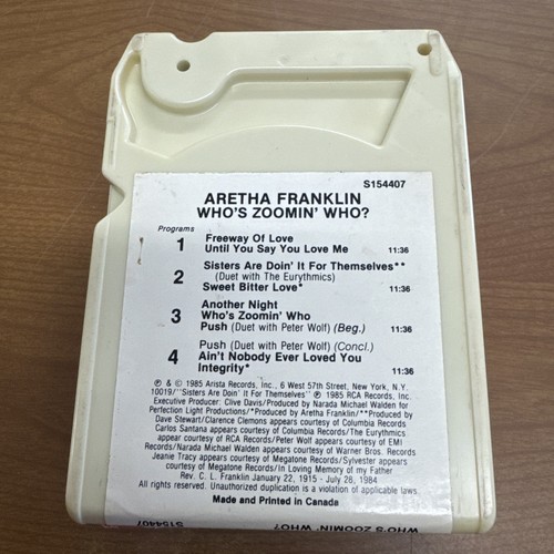 Aretha Franklin - Who’s Zoomin’ Who? ~ 8-Track ~ 1985 Arista S154407 ULTRA RARE - Picture 2 of 4