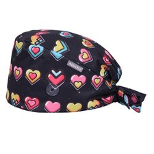 Flower Pattern Scrub Cap For Women Adjustable Surgical Nurse Hat With Button