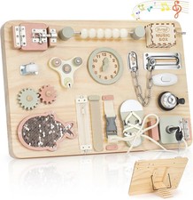 Image of Large Wooden Busy Board for Toddlers - Activity Board Montessori Sensory Toys Fi