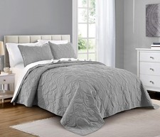 Quilt Set King/Cal King/California King Size Light Grey - Oversized Bedspread...