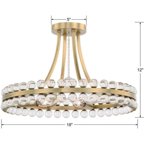Crystorama CLO-8894-AG Clover Semi-Flush Mount Aged Brass - Picture 8 of 9