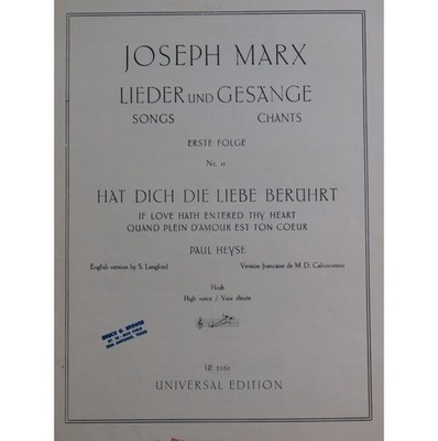 Marx Joseph Hat Did Love Touch You Piano Song 1938