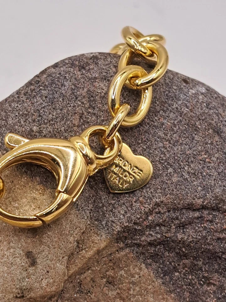 Collar Bronzo Italia 36" Tono Dorado Sólido Pulido Ovalado Eslabón NUEVO Foto 2 de 4