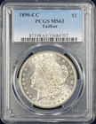 1890 CC Morgan Silver Dollar PCGS MS-63 Tailbar