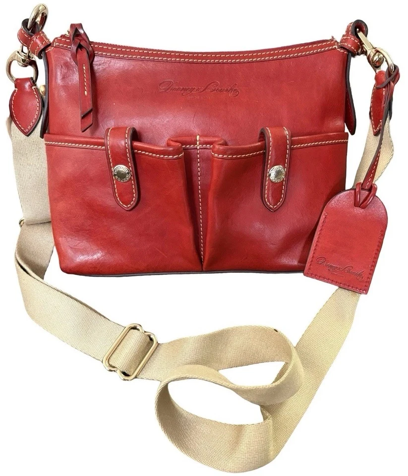 Bolso Bandolera Mensajero Dooney Bourke Rojo Florentino Vacchetta Cuero Sillín Foto 3 de 4