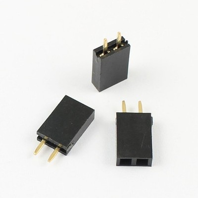 10pcs 2.54mm pitch 1x2 pin 2 pin female single row straight header strip #tp