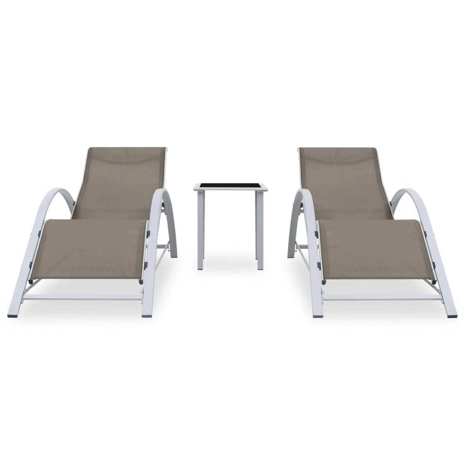 Sun Lounger Taupe Textilene, Aluminum, Steel Standard - Image 2 of 4