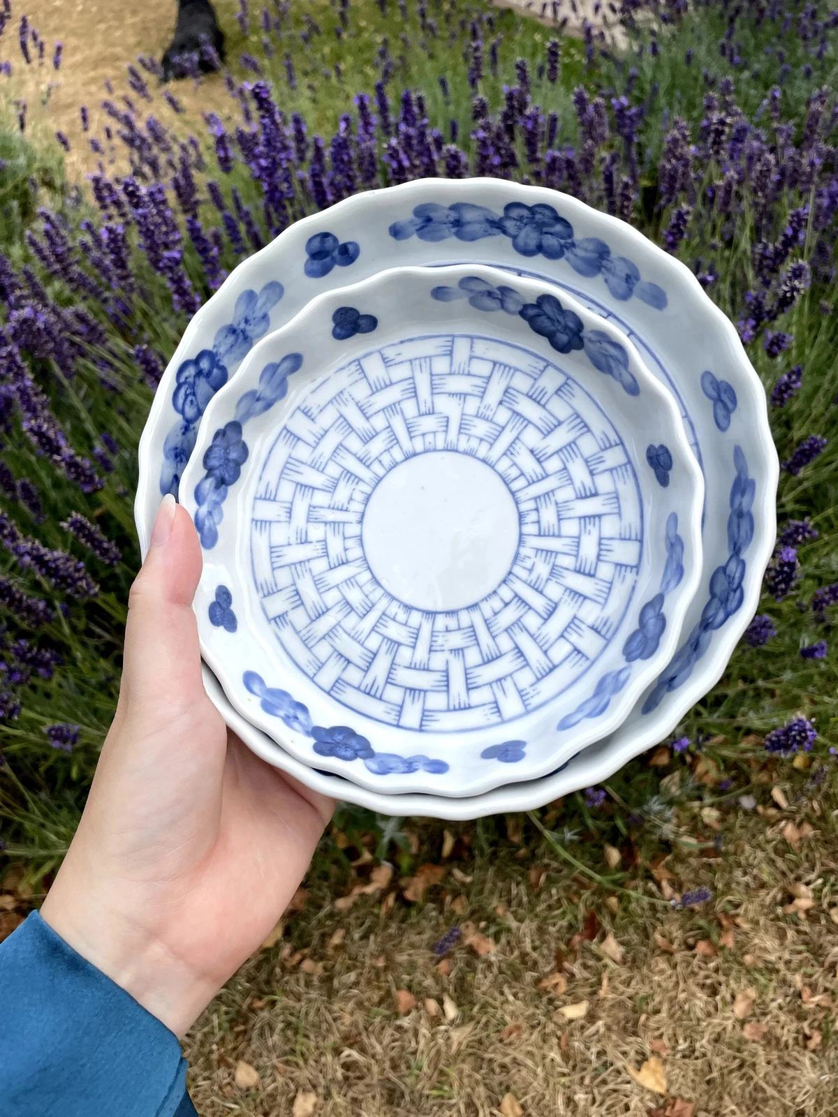 Ceramic Pie Dishes – Blue Basket Weave Pattern – Small & Medium Set
Opens in a new window or tab