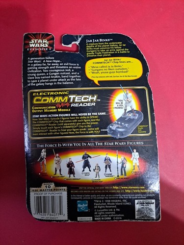 STAR WARS Episode I JAR JAR BINKS 3.75" Action Figure 1998 Comm Tech Chip NEW - Bild 2 von 2