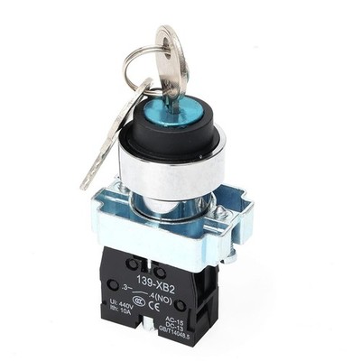 22mm 2 Position Latching Rotary Key Switch 10A Maintained 1NO Rotary Key