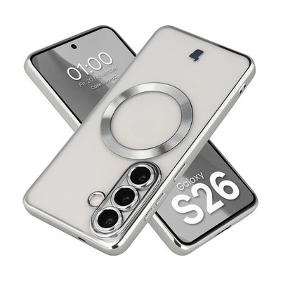 Handyhülle für Galaxy S26 Bizon Case Cover Schutzhülle Etui Transparent-Silbern