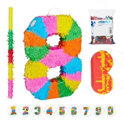 Pinata set bunt 0,2 kg Geburtstags-Pinata Kinder-Pinata Zahlen-Pinata 0,28 kg