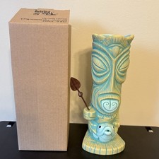 The Fish Gatherer Tiki Mug Tiki Farm Bai Green Glaze 8.25" Tall 15 Fl Oz New