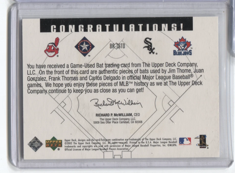 Jim Thome Gonzalez Thomas Delgado UD Bat Around #BA-TGTD 033021DBCD - Image 2 of 2