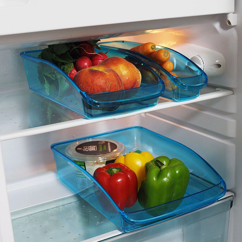 Kühlschrankkorb Set 4er Set Kühlschrank-Organizer – Transparente Aufbewahrungsboxen Mit Griff, Lebensmittelecht, Spülmaschinengeeignet, 33x15x8 Cm, Für Gemüse, Obst, Dosen