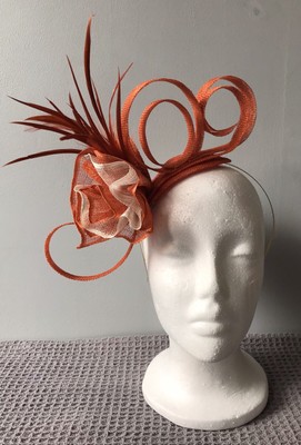 Fascinator Blue Burnt Orange ANY COLOUR 