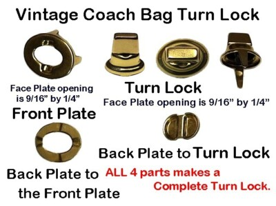 #ad Hand Bag Replacement Part Old Style Coach Purse Turn Lock Solid Brass Finish $16.99